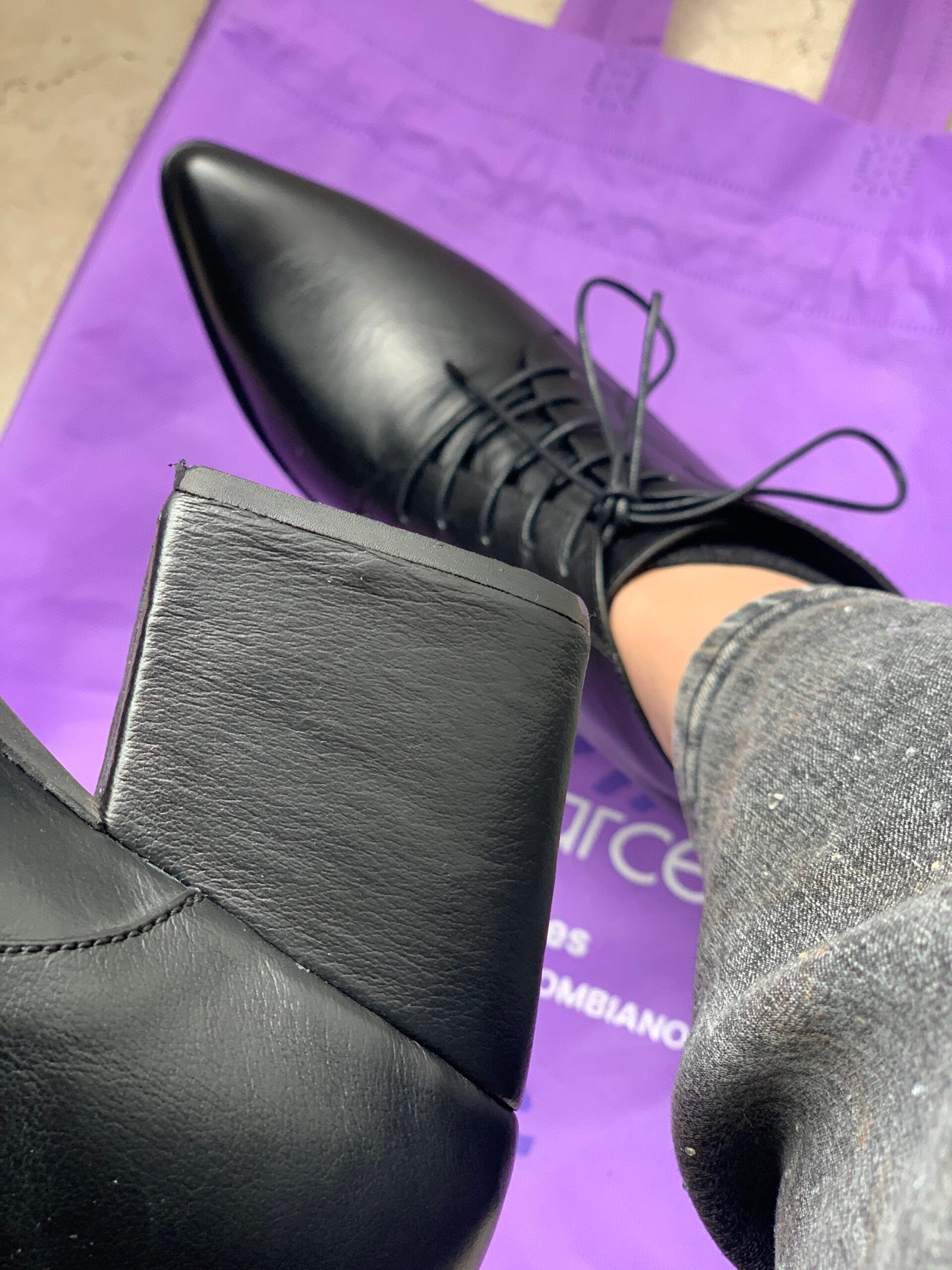 botin dama cuero negro botin dama cuero negro