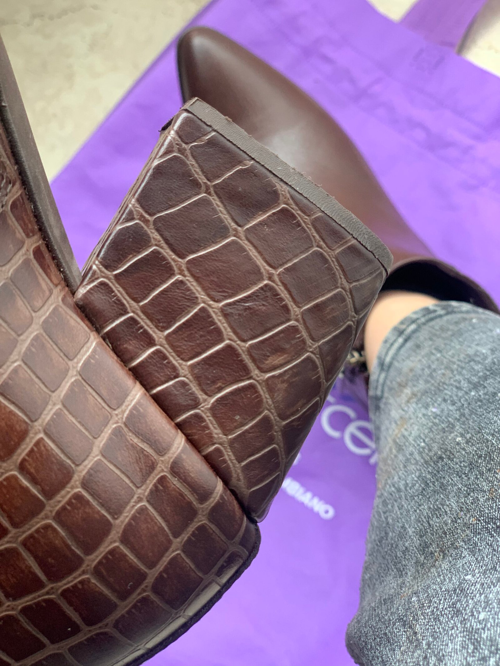 botin dama cuero café x croco botin dama cuero café x croco