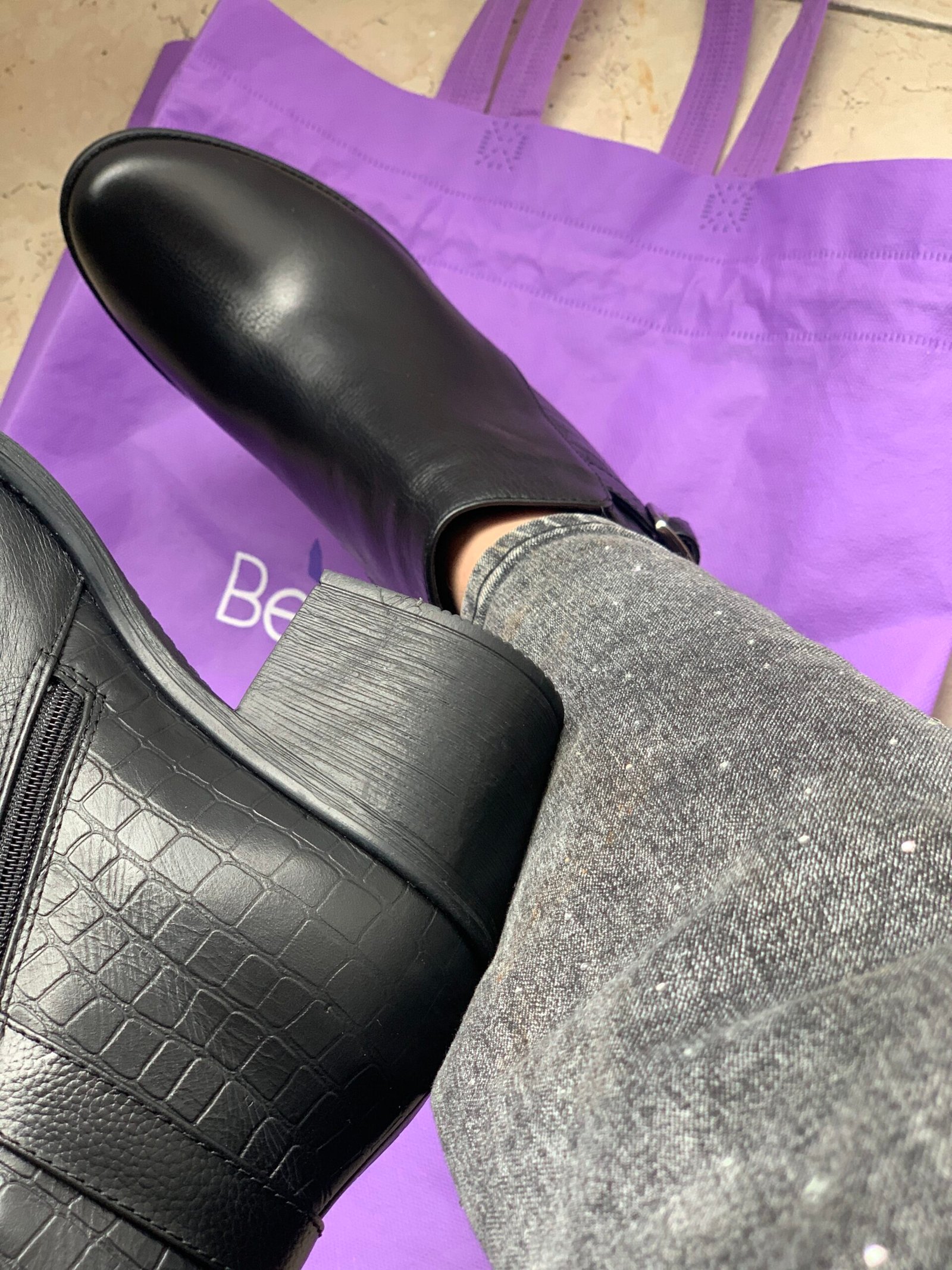 botin dama cuero negro botin dama cuero negro