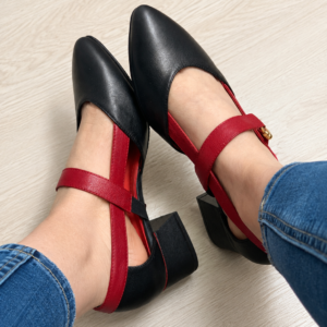 ref 3060 cuero negro x rojo alt 3.5cm